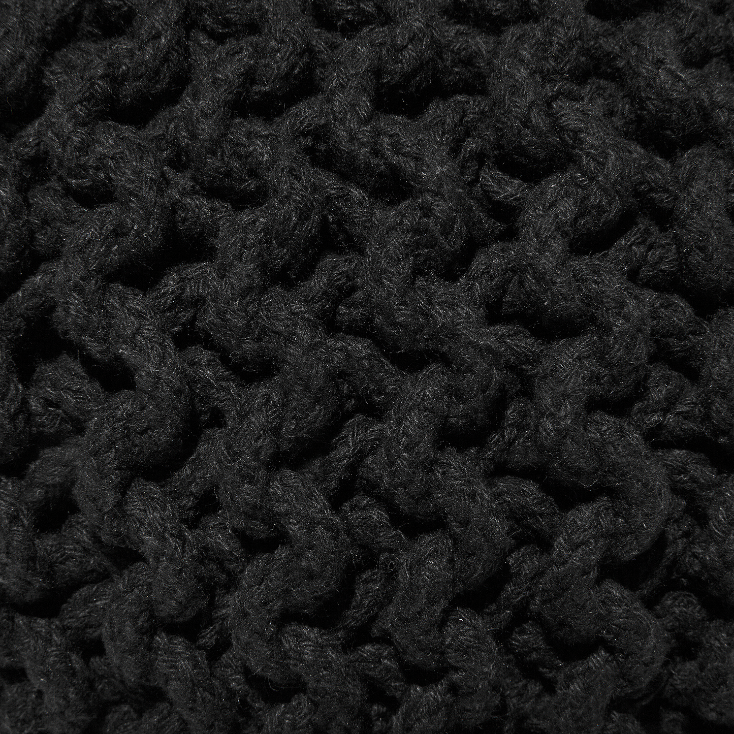 Black Knitted Cotton Pouf Ottoman 40 x 25cm EPS Beads
