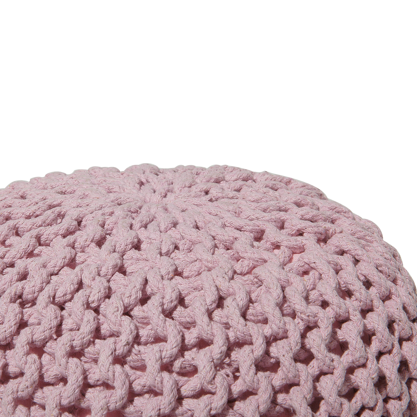 Pink Knitted Cotton Pouf Ottoman 40 x 25cm EPS Beads