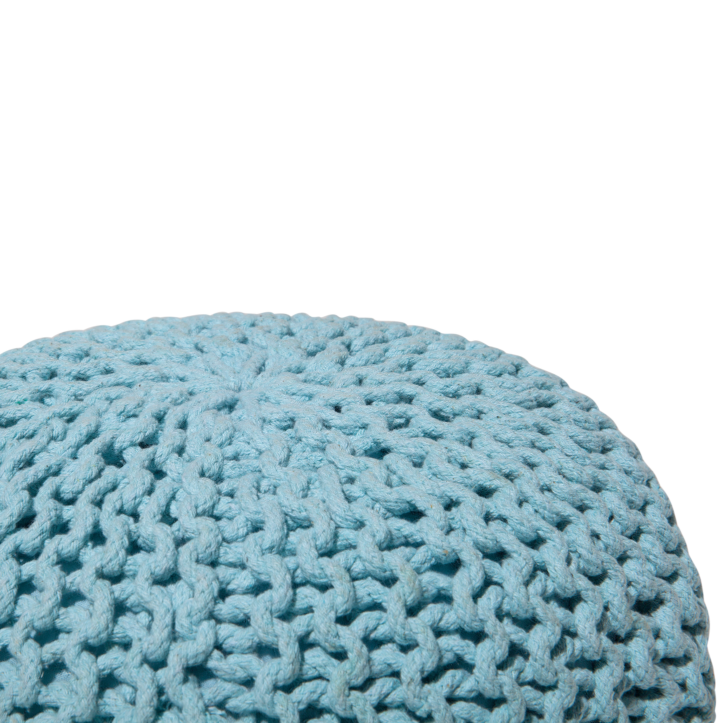 Light Blue Knitted Pouf Ottoman 40 x 25cm Footstool