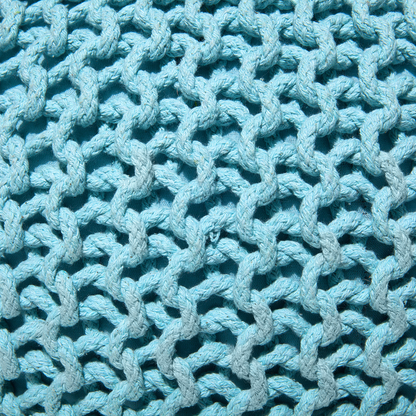 Light Blue Knitted Pouf Ottoman 40 x 25cm Footstool