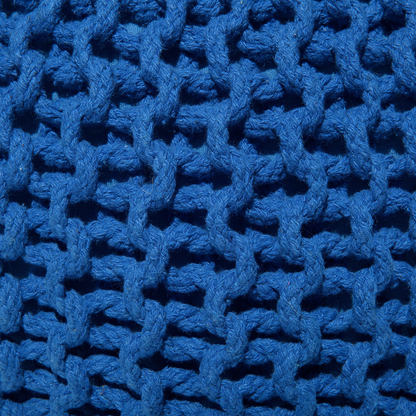 Knitted Blue Pouf Ottoman 50 x 35cm Round Footstool