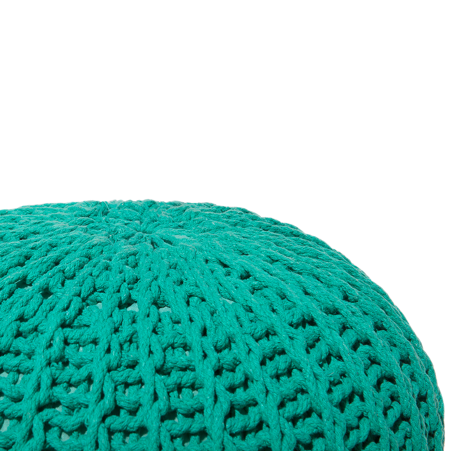 Pouf Ottoman Green Knitted Cotton Beads Filled 50 x 35cm