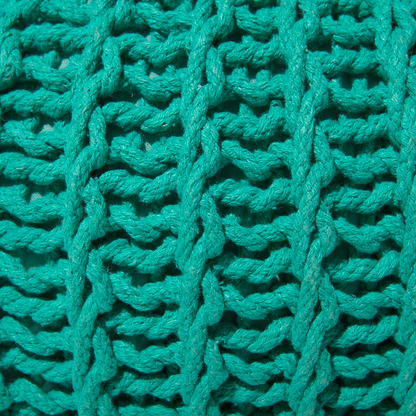 Pouf Ottoman Green Knitted Cotton Beads Filled 50 x 35cm