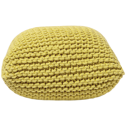 Yellow Knitted Pouf 50 x 50cm EPS Beads Filling