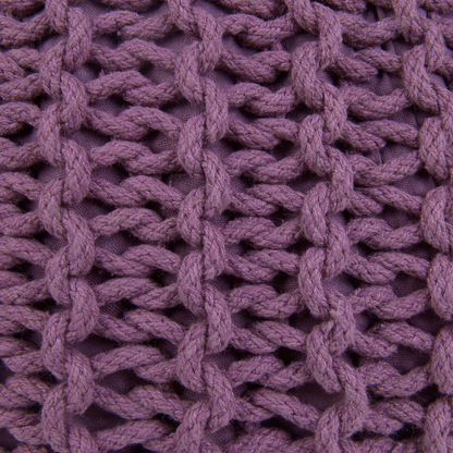 Cozy Nest Purple Knitted Pouf Ottoman Beads Filled 50 x 35cm