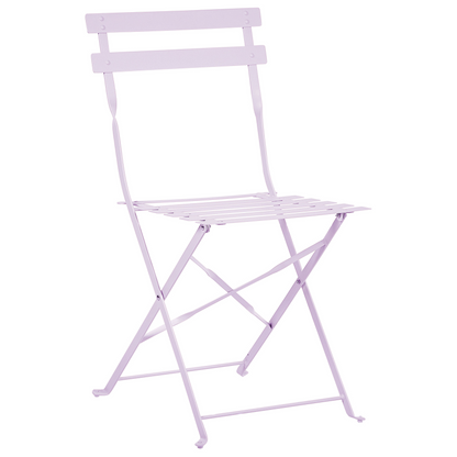 Purple Metal Folding Slatted Seat Back Outdoor Bistro Set