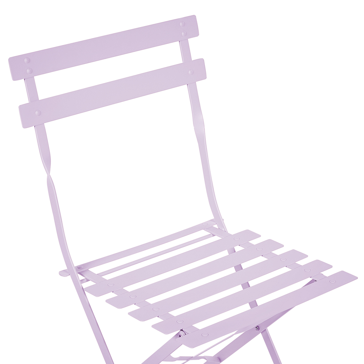 Purple Metal Folding Slatted Seat Back Outdoor Bistro Set