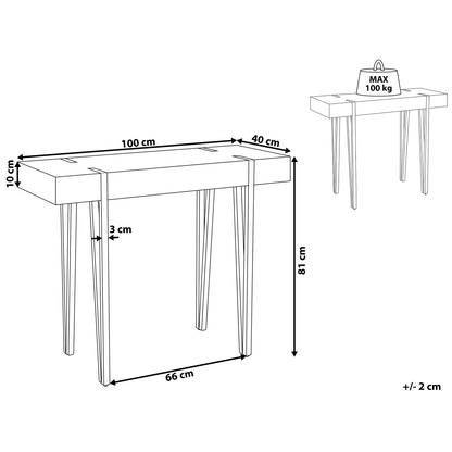 Name Console Table Light Grey Top Black Hairpin Legs 100 x 40cm