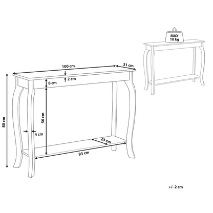 Black Console Table 100 x 30cm Modern French Style