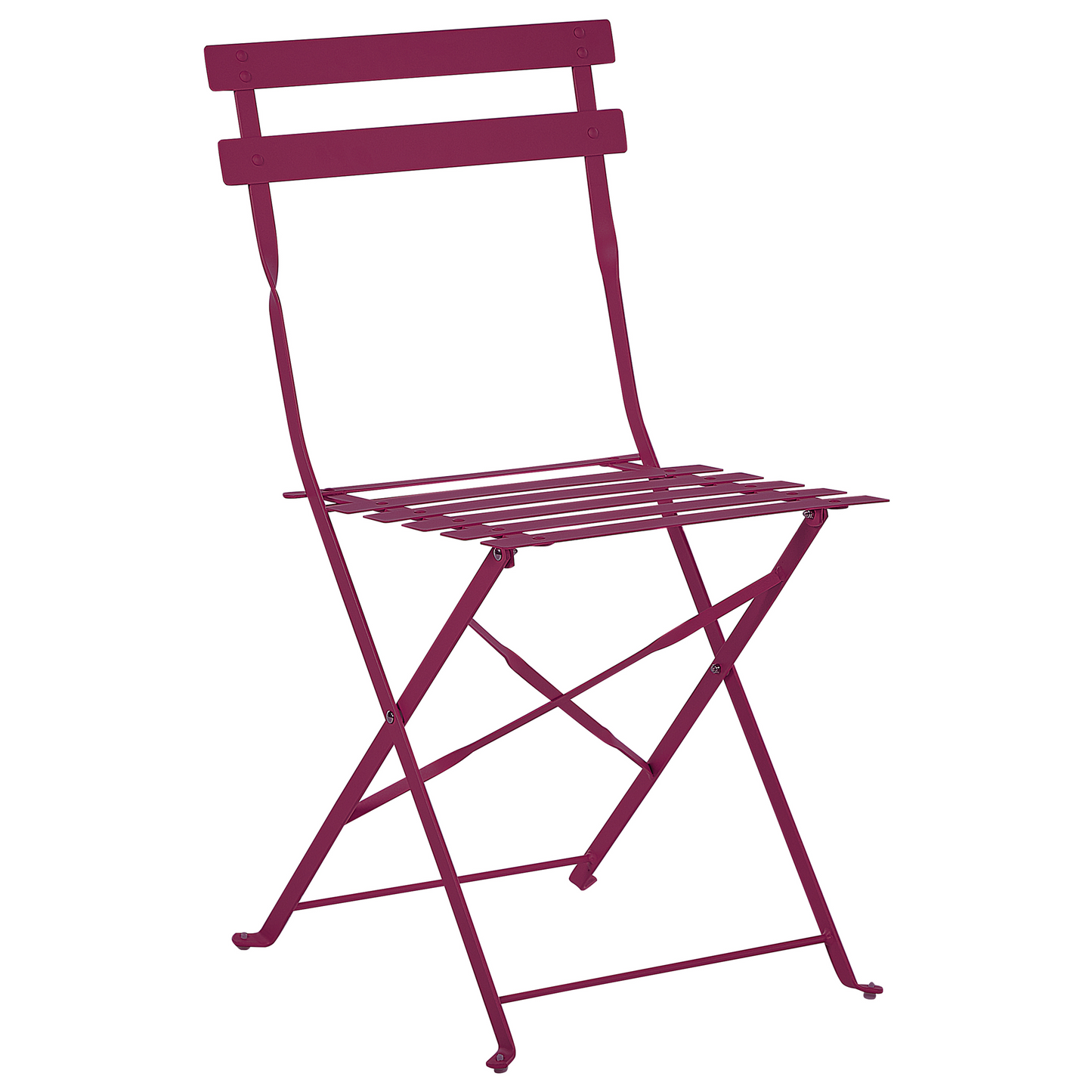 Burgundy Red Metal Folding Slatted Back 3 Piece Bistro Set
