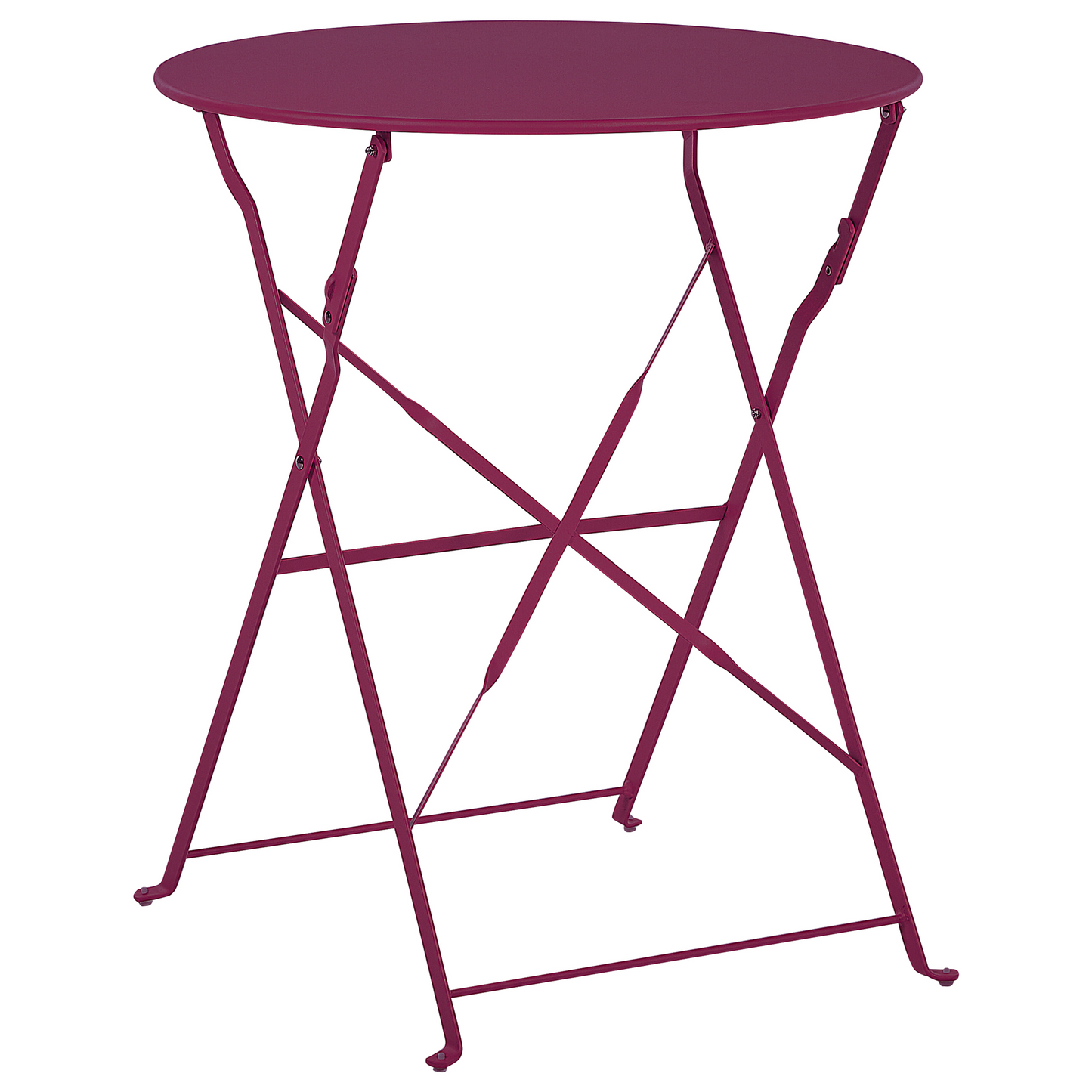 Burgundy Red Metal Folding Slatted Back 3 Piece Bistro Set
