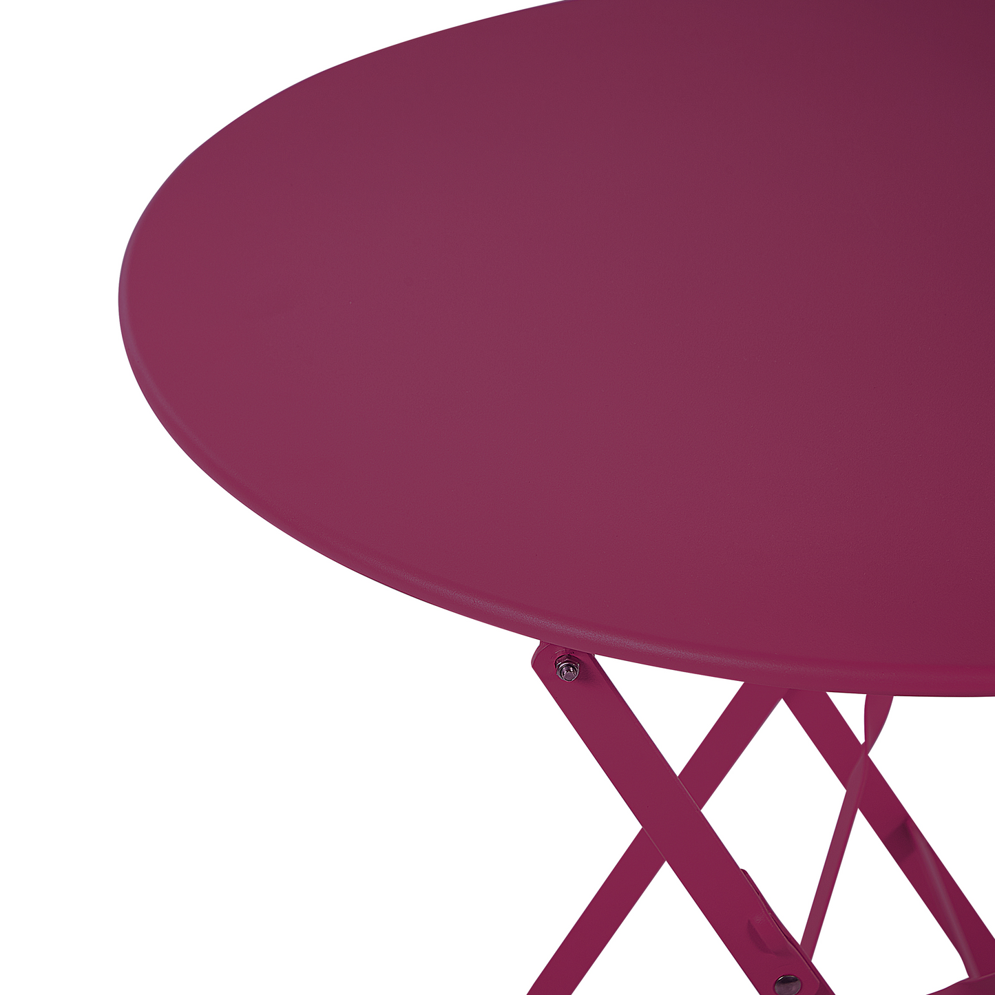 Burgundy Red Metal Folding Slatted Back 3 Piece Bistro Set