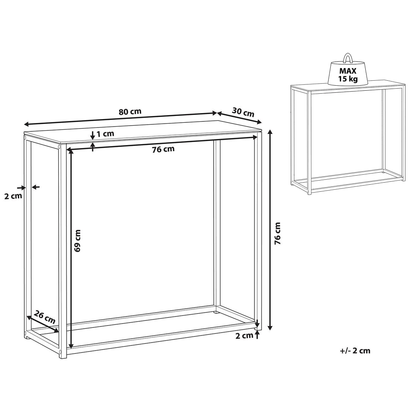 Console Table White Marble Tempered Glass Top Gold Base 80 x 30cm