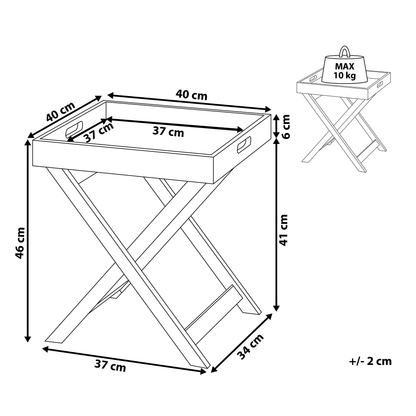Nordic Living Coffee Side Table Grey 40 x 40cm Folding Removable Tray
