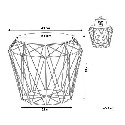 Geometric Glam Side Table 43 x 43cm Removable Top Light Wood