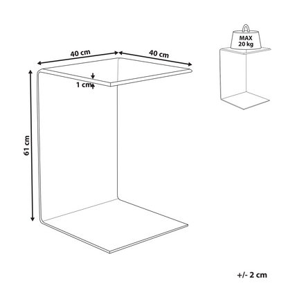 Side End Table Cantilever Clear Glass 40 x 61cm