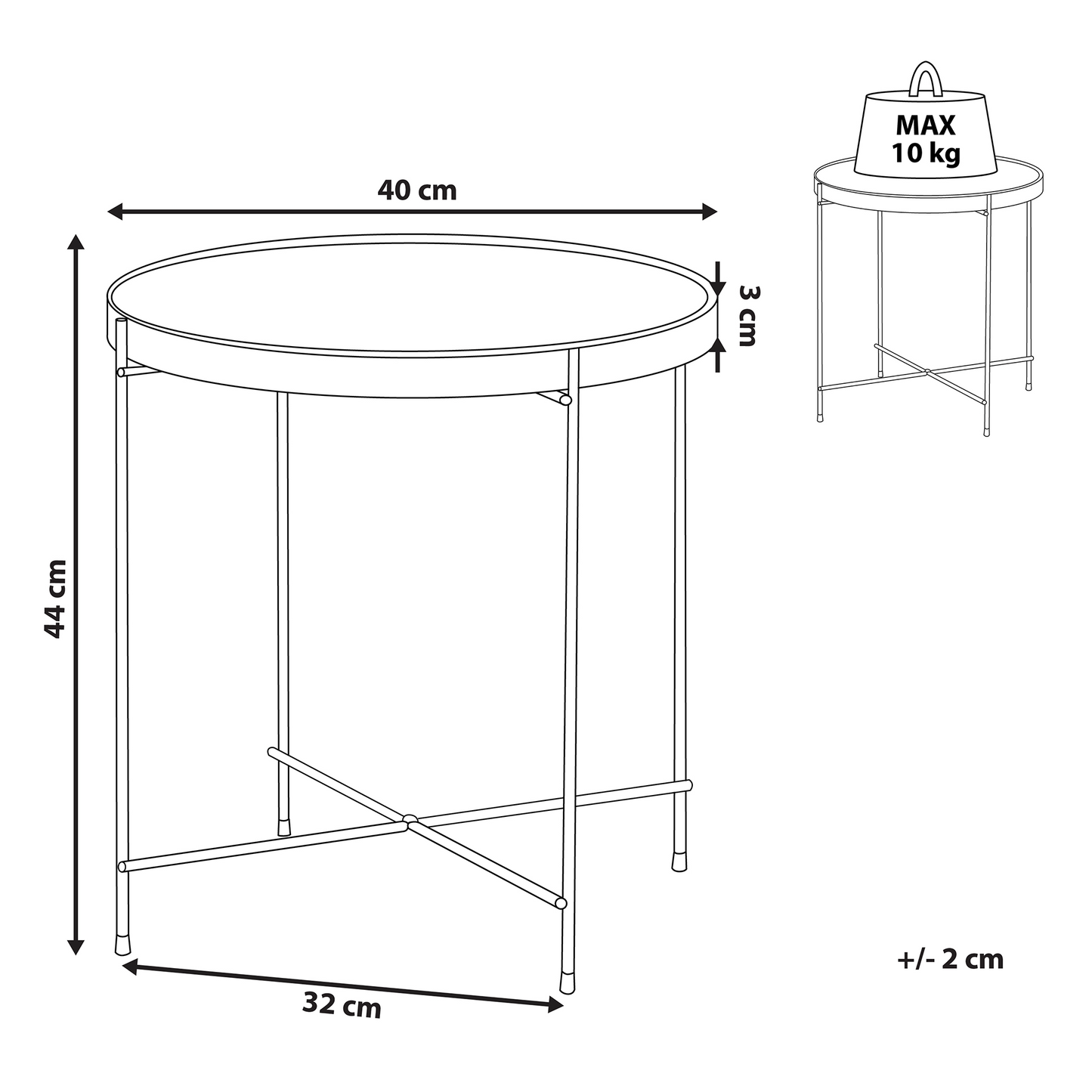 Side Table Golden Brown Tempered Glass Top Gold Legs 40cm