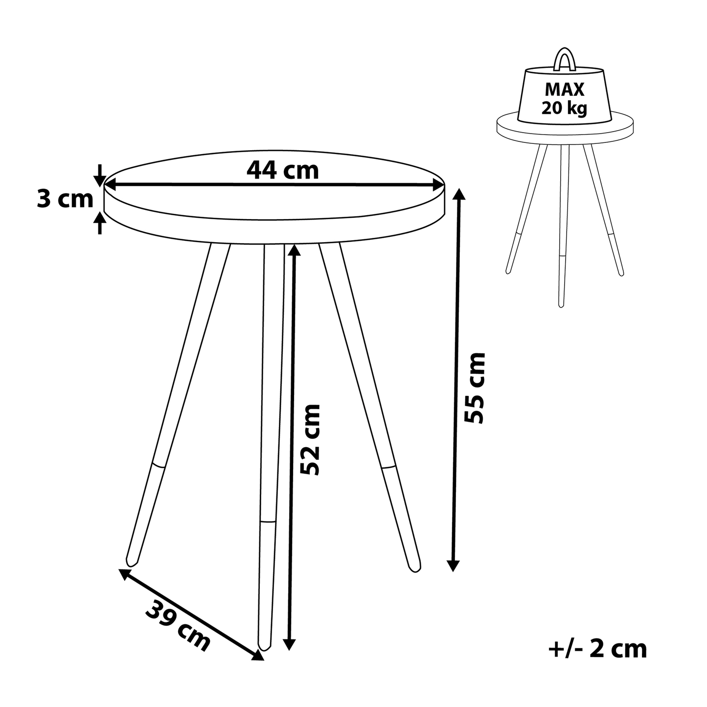 Coffee Table White Marble Effect 44cm Gold Tripod