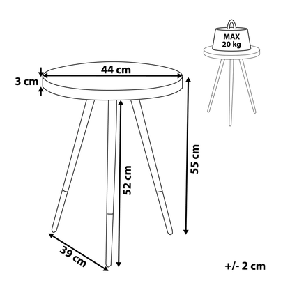 Coffee Table White Marble Effect 44cm Gold Tripod