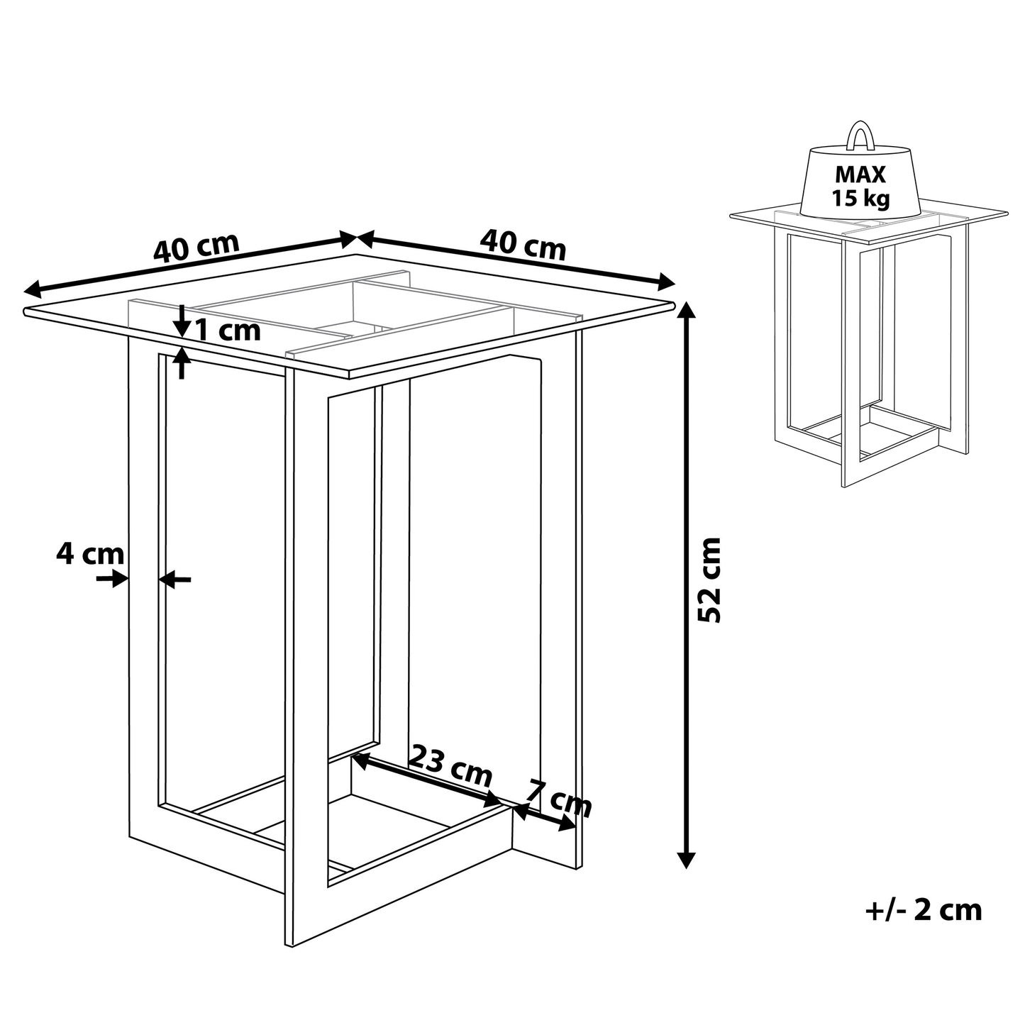 Home Clear Glass Coffee Table With Gold Metal Base 40 x 40cm Modern Design