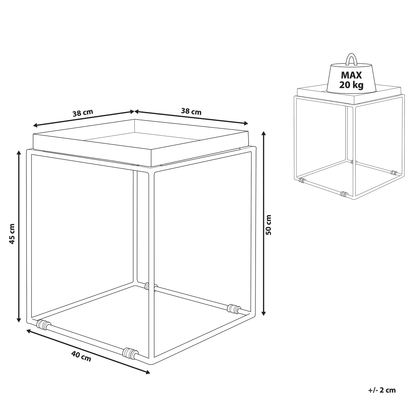 White Metal Side Table 40 x 40 Tray Tabletop Industrial