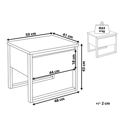 Bedside Table 50 x 41 Dark Pinewood Drawer Oiled Finish