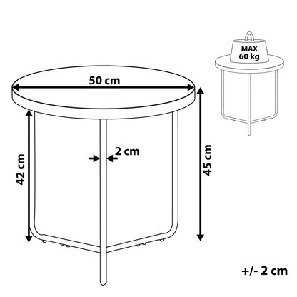 Round Coffee Table Walnut Finish Matte Black Legs 50 x 50 x 42