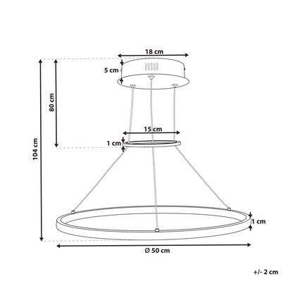 Gold Ring Pendant Lamp With Integrated LED Rings