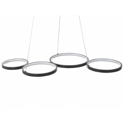 Pendant Lamp Black Aluminium Five Ring Integrated LED