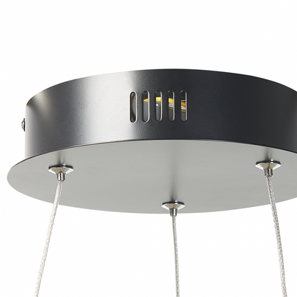 Pendant Lamp Black Aluminium Five Ring Integrated LED