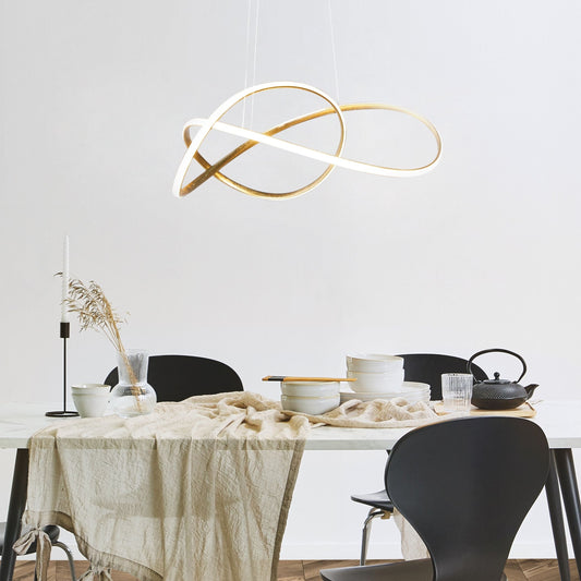 Pendant Lamp Gold Aluminium Integrated LED Knot Shape