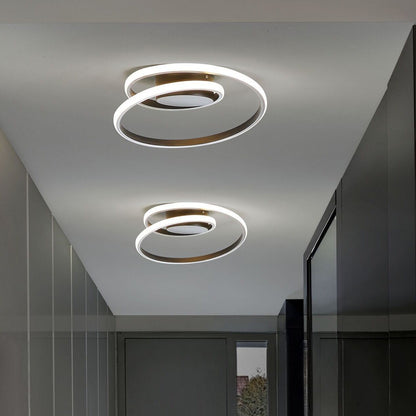 Ceiling Lamp Black Aluminium Ring LED Lighting Integrated Modern Glamour Home Decor