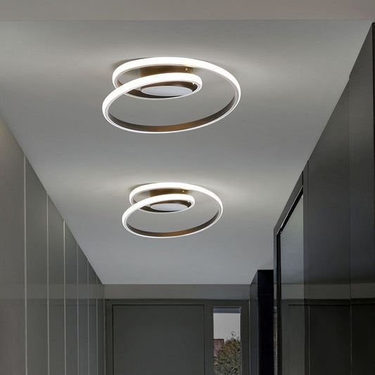 Ceiling Lamp Black Aluminium Ring LED Lighting Integrated Modern Glamour Home Decor