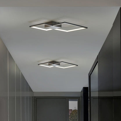 Black Aluminium Square Ceiling Lamp With Integrated LED
