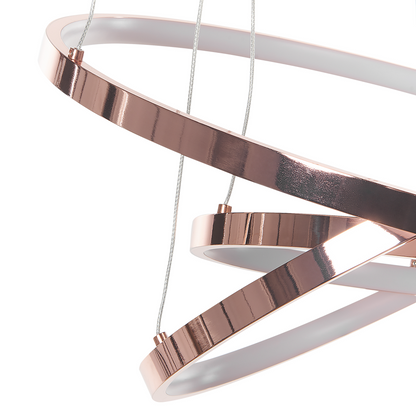 Rose Gold Aluminium Pendant Lamp Three Ring Integrated LED