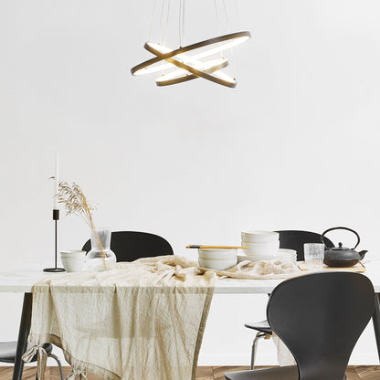 Lighting Pendant Lamp Black Aluminium Integrated LED 3 Rings