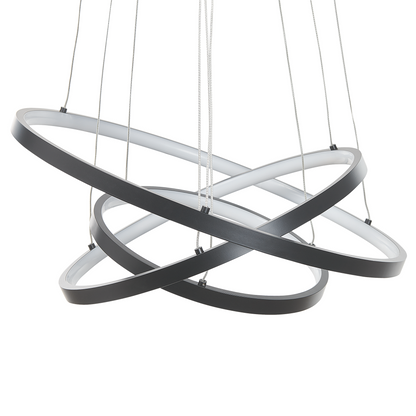 Lighting Pendant Lamp Black Aluminium Integrated LED 3 Rings