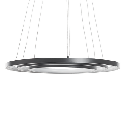 Lighting Pendant Lamp Black Aluminium Integrated LED 3 Rings