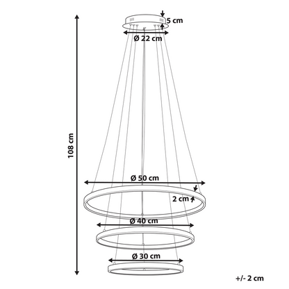 Lighting Pendant Lamp Black Aluminium Integrated LED 3 Rings
