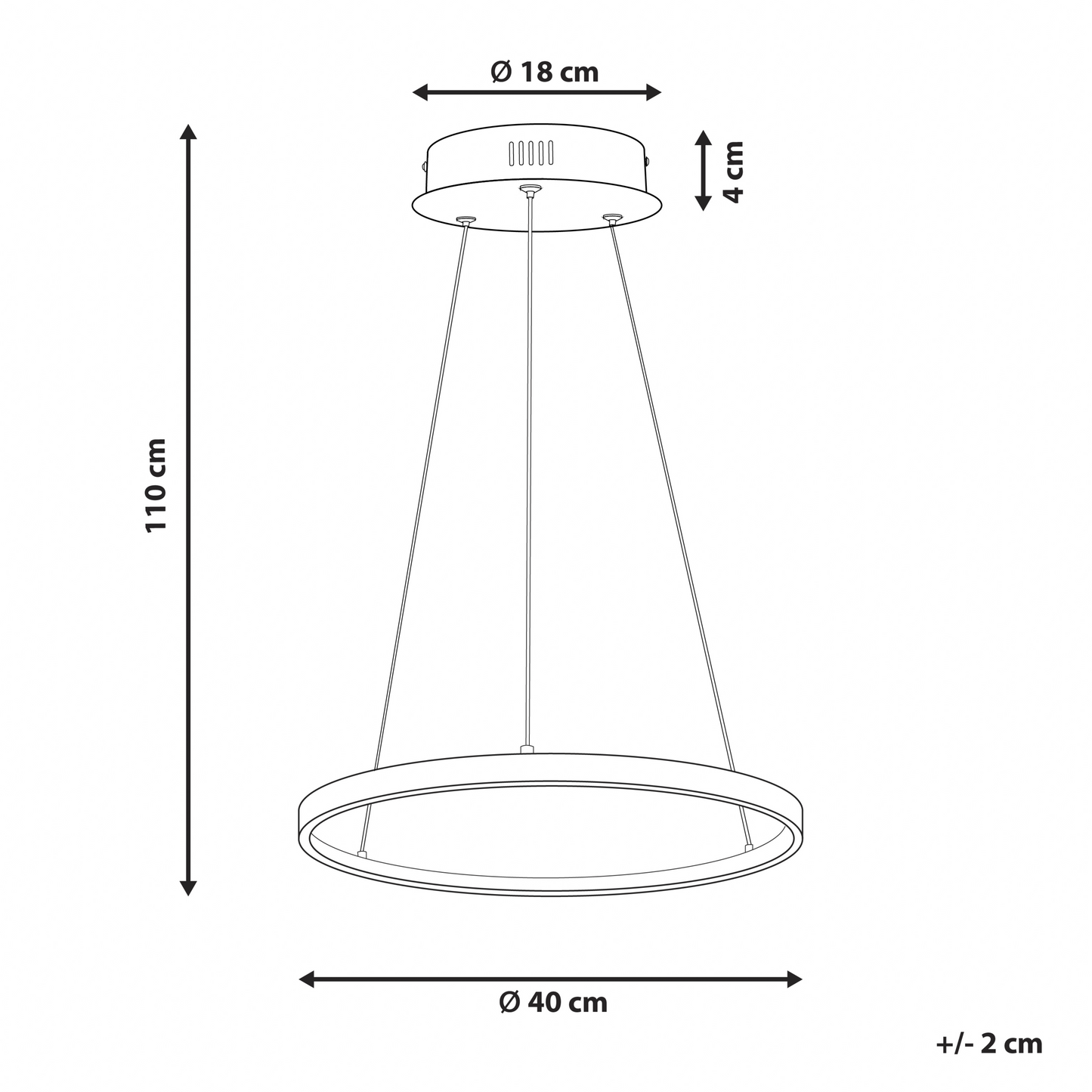 Pendant Lamp 40cm Ring Integrated LED Silver Aluminium