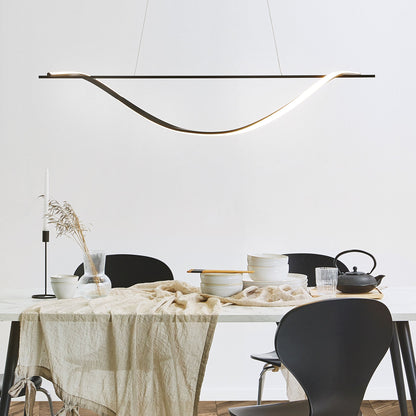 Black Iron Pendant Lamp Integrated LED Spiral Modern Lighting