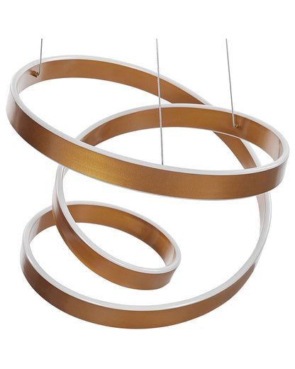 Gold Knot Pendant Lamp With Integrated LED Lighting In Aluminium Finish For Modern Glamour
