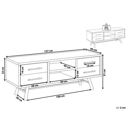 TV Stand for 57 Inch TV Light Brown 2 Shelves 4 Drawers