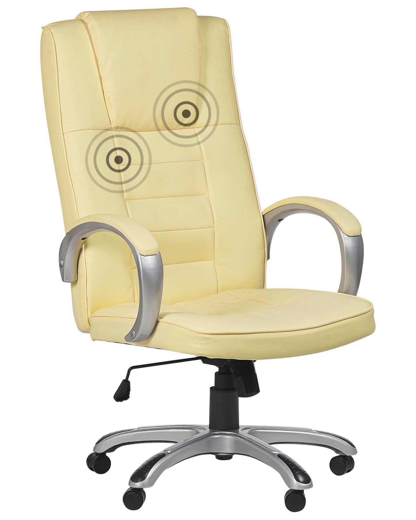 Beige Faux Leather Massage Office Chair With Heated Seat
