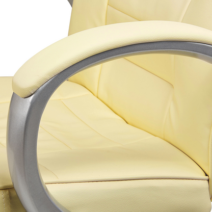 Beige Faux Leather Massage Office Chair With Heated Seat