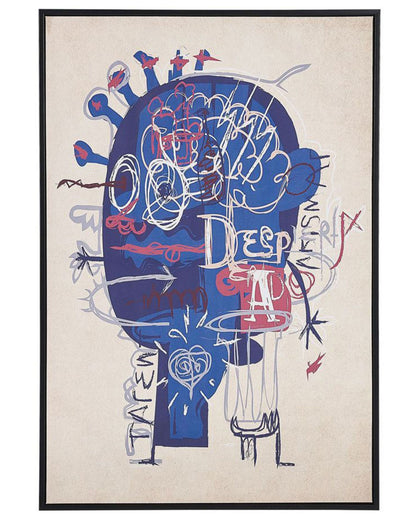Abstract Mind Canvas 63 x 93cm Blue Beige Framed Art