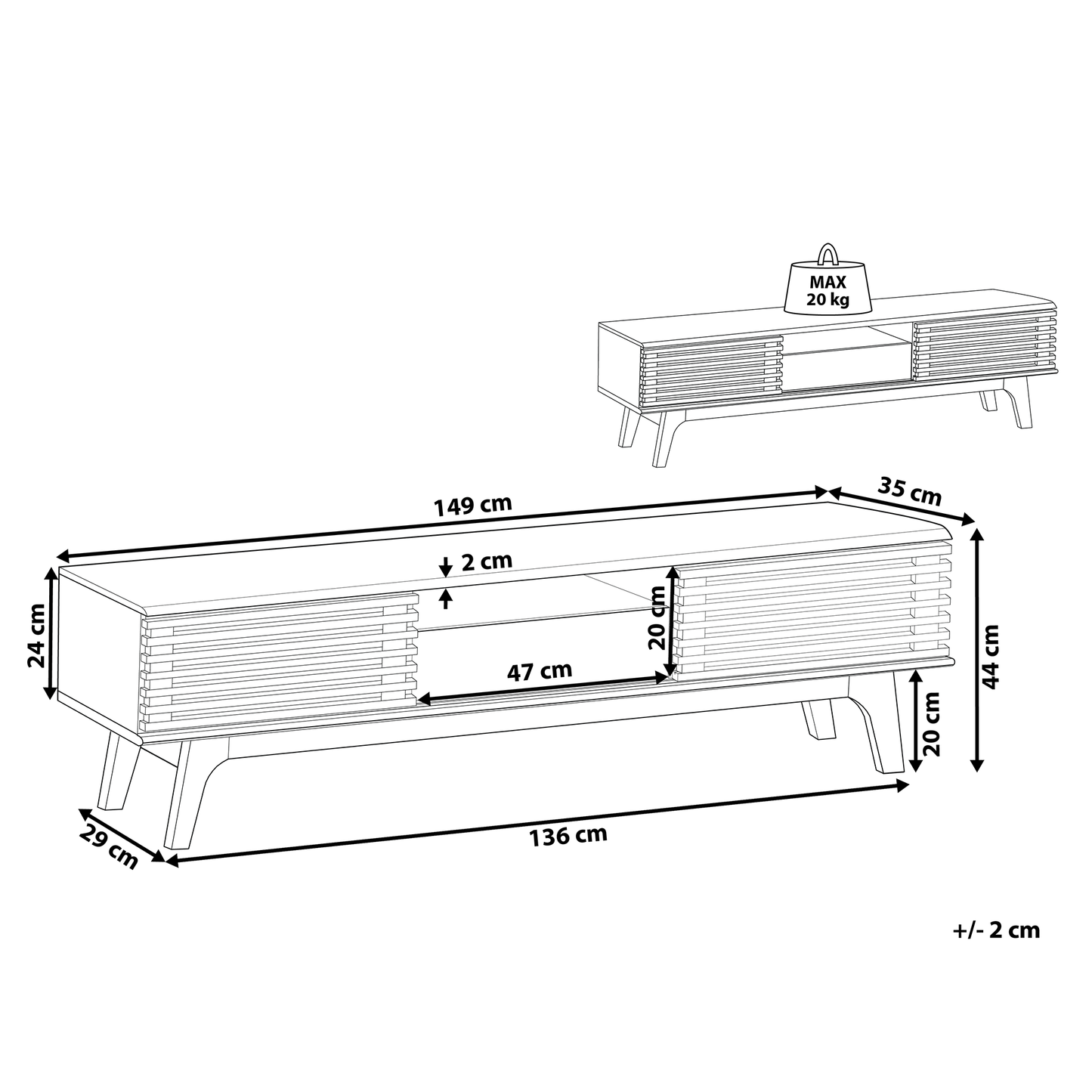 TV Stand Dark Brown White Up To 67In Five Shelves Drawer Modern