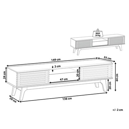 TV Stand Dark Brown White Up To 67In Five Shelves Drawer Modern