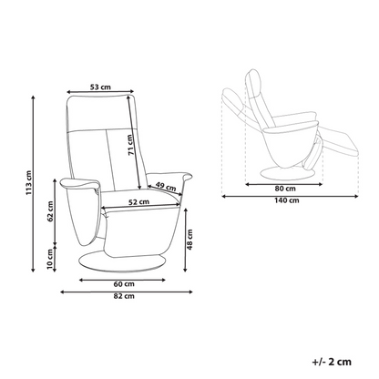 Reclining Armchair White Faux Leather With Pull-Out Ottoman