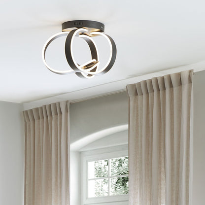 Lighting Black Aluminium Spiral Ceiling Lamp With Integrated LED For Modern Glamour Dining Rooms